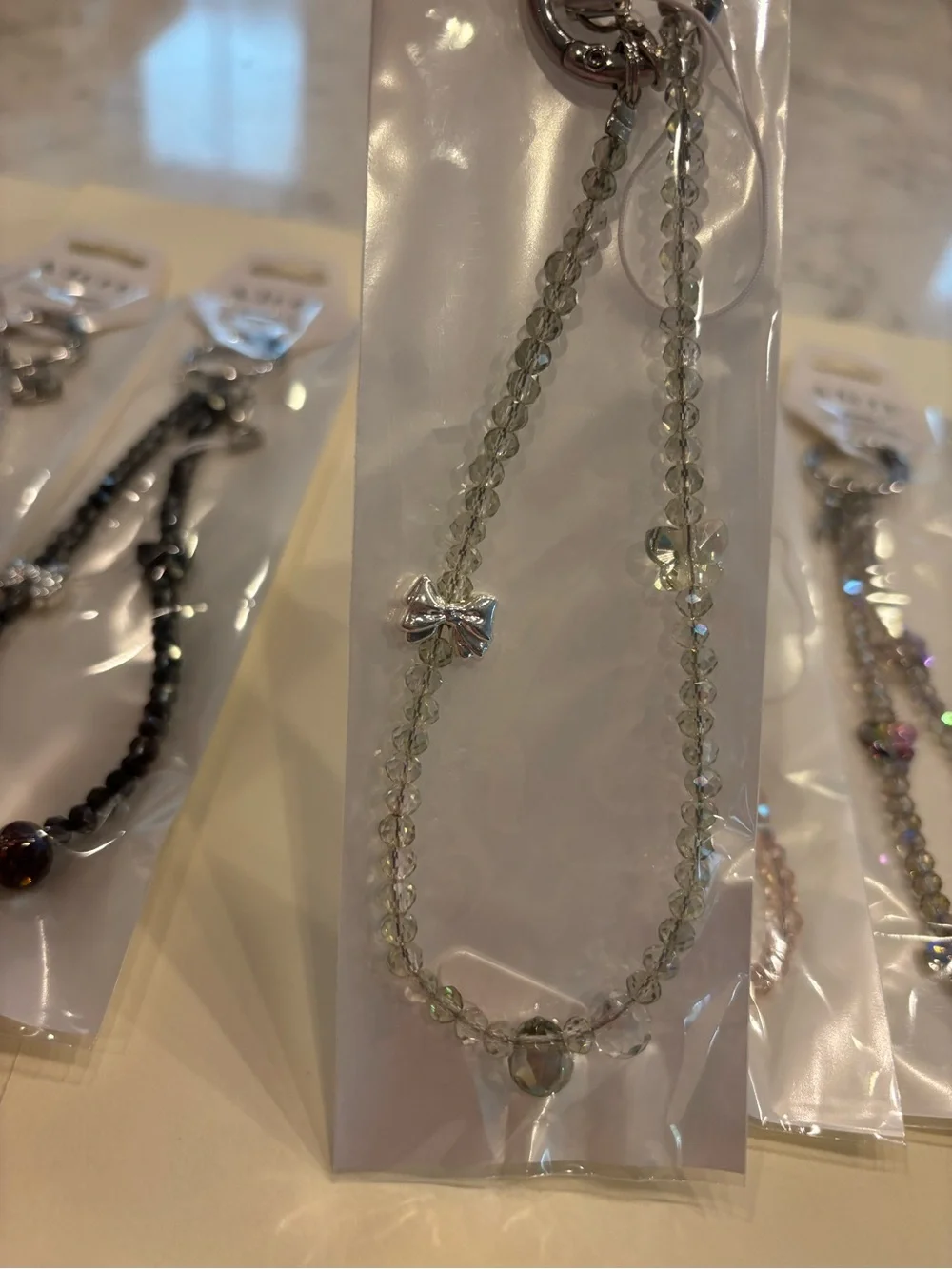 Lot of 6 Crystal Phone Wristlets Purse Charms Butterflies & Bows NWT